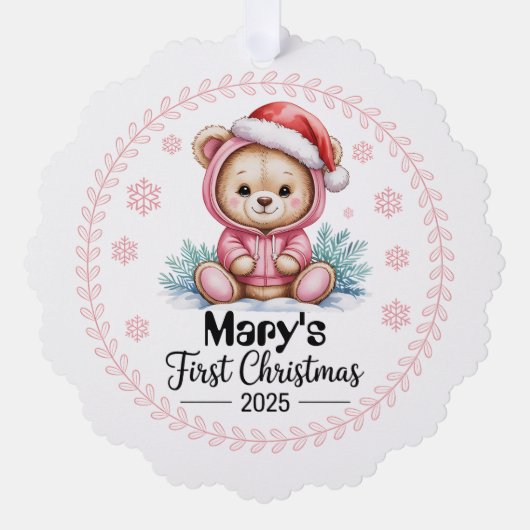 Baby Girl's First Xmas Ornament - Personalisiert (Vorderseite)