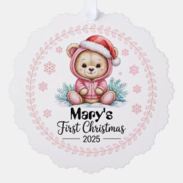 Baby Girl's First Xmas Ornament - Personalisiert Karte
