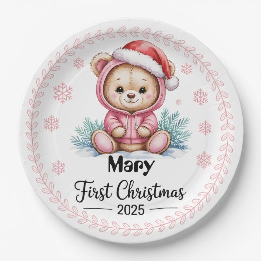 Baby Girl's First Xmas Paper Teller - bestellbar (Vorderseite)