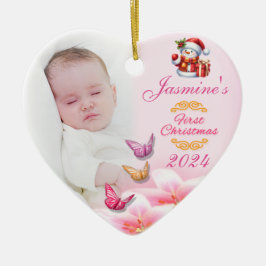 Baby Girls Foto Erste Weihnachtsdekoration pink Keramik Ornament
