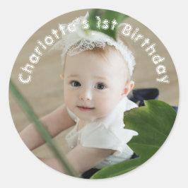 Baby Girls Geburtsname und Foto Runder Aufkleber