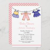 Baby Girls Kleidung Kinderdusche Einladung (Vorne/Hinten)