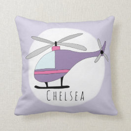 Baby Girl's Lila Helicopter Name Kinderzimmer Kissen