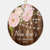 Baby Girl's Personalisierte 1. Weihnachtswoodblüte Keramik Ornament (Links)