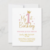 Baby Girls Pink 1. Geburtstag Einladung (Vorderseite)