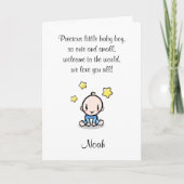 Baby Glückwunschkarte mit Boy's Name & Text. Karte (Vorderseite)