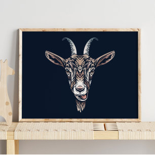 Baby Goat Animal Portrait Ziegenwand Poster