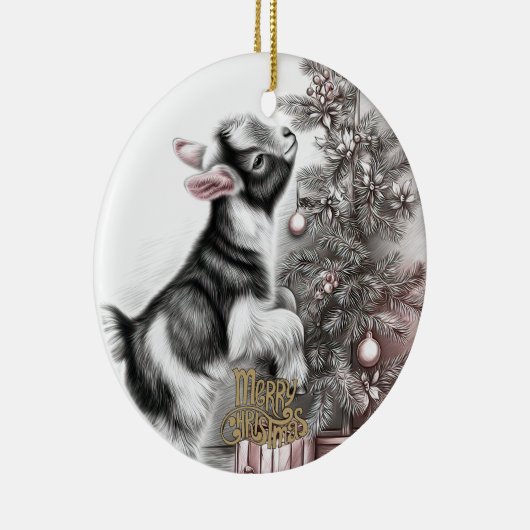 Baby Goat Christmas 10 and YOUR PHOTO Keramik Ornament (Rechts)