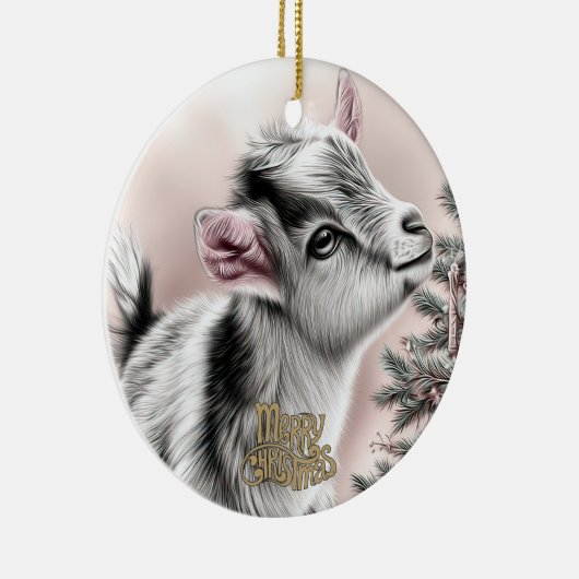Baby Goat Christmas 12 and YOUR PHOTO Keramik Ornament (Rechts)