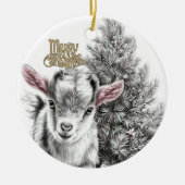 Baby Goat Christmas 18 and YOUR PHOTO Keramik Ornament (Vorne)