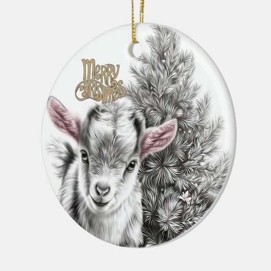 Baby Goat Christmas 18 and YOUR PHOTO Keramik Ornament (Links)
