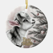 Baby Goat Christmas 19 and YOUR PHOTO Keramik Ornament (Vorne)