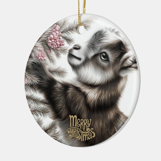 Baby Goat Christmas 6 and YOUR PHOTO Keramik Ornament (Links)
