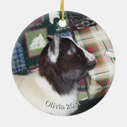Baby Goat Christmas 6 and YOUR PHOTO Keramik Ornament (Hinten)