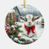 Baby Goat Festive Rustic Farm Weihnachten Keramik Ornament (Vorne)