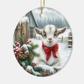 Baby Goat Festive Rustic Farm Weihnachten Keramik Ornament (Links)