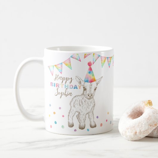 Baby Goat Party Animal Birthday Kaffee Tasse (Mit Donut)