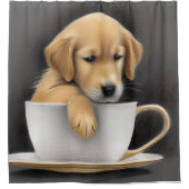 Baby Golden Retriever in a Tea Cup Graphic Duschvorhang (Vorderseite)