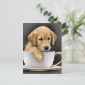 Baby Golden Retriever in a Tea Cup Graphic Postkarte (Stehend Vorderseite)
