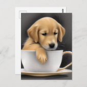 Baby Golden Retriever in a Tea Cup Graphic Postkarte (Vorne/Hinten)