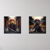 Baby Golden Retriever und Black Labrador Ninjas Bilderwand Sets (Vorderseite)