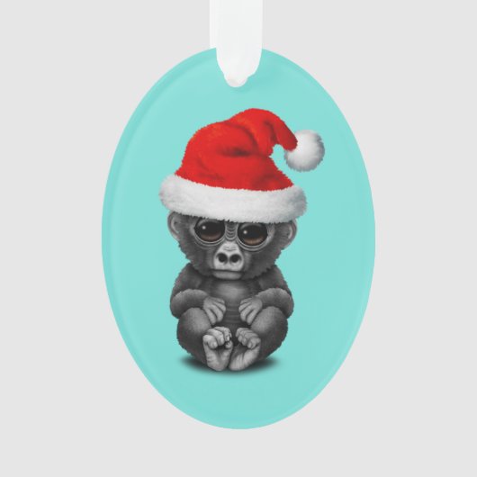 Baby-Gorilla, der eine Weihnachtsmannmütze trägt Ornament (Vorderseite)