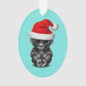 Baby-Gorilla, der eine Weihnachtsmannmütze trägt Ornament (Rückseite)