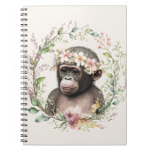 Baby Gorilla mit Blume Wreath Notizblock (Vorderseite)