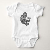 Baby Gorilla Romper, Vintage Etchings, Niedlich.