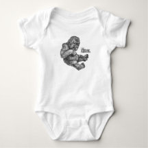 Baby Gorilla Romper, Vintage Etchings, Niedlich.