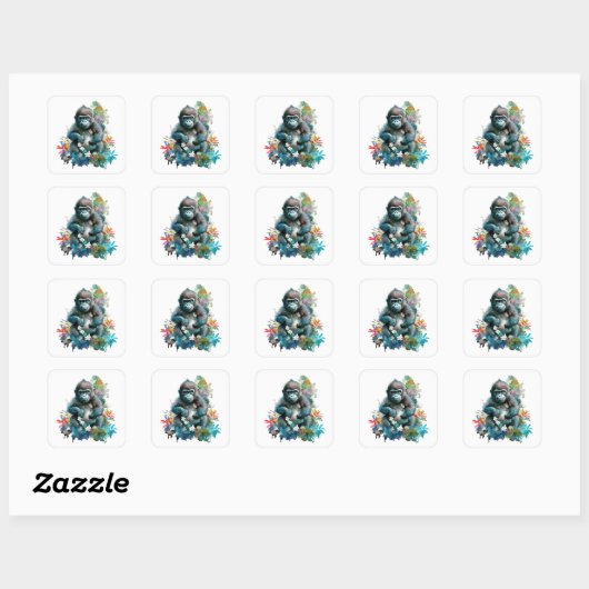 Baby Gorilla Square Sticker (Blatt)