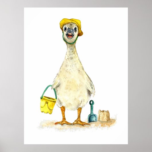 Baby Gosling am Strand Poster (Vorne)