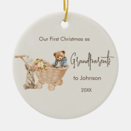 Baby Grandeltern Erstes Weihnachtsfest Foto Teddy Keramik Ornament