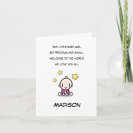 Baby Gratulations Card mit dem Namen des Kindes Karte