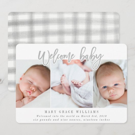 BABY-GRAY ANKÜNDIGUNG (Vorne/Hinten)