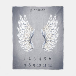 Baby Gray Blue Angel Flüge Monatsmilestone Fleecedecke