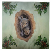 Baby Gray Eichhörnchen Weihnachten Fliese (Vorderseite)