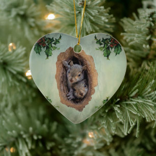 Baby Gray Eichhörnchen Weihnachten Keramik Ornament