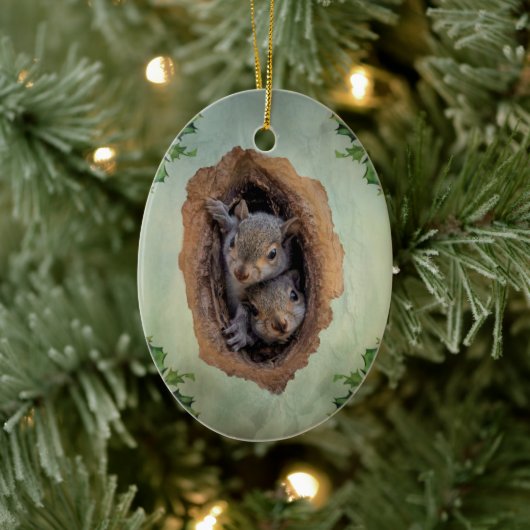 Baby Gray Eichhörnchen Weihnachten Keramik Ornament (Baum)