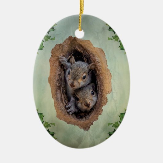 Baby Gray Eichhörnchen Weihnachten Keramik Ornament (Vorne)