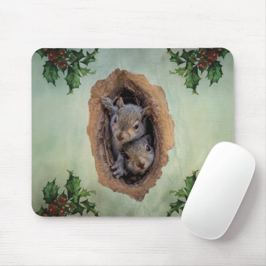 Baby Gray Eichhörnchen Weihnachten Mousepad (Mit Mouse)