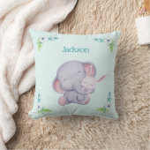 Baby Gray Elephant und Bunny Rabbit Throw Kissen (Decke)