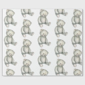 Baby Gray Teddy Bear Gender Neutral Watercolor Geschenkpapier (Flach)