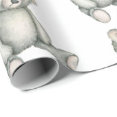 Baby Gray Teddy Bear Gender Neutral Watercolor Geschenkpapier (Rolleneckpunkt)