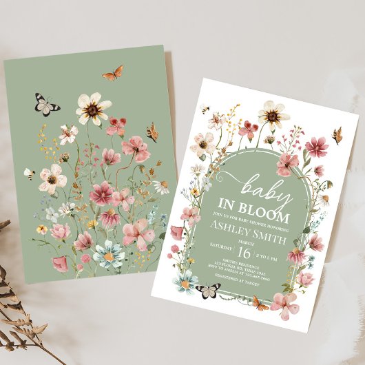 Baby Green Baby Bloom Baby Dusche Einladung