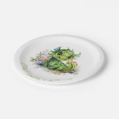 Baby Green Dragon Baby Dusche Pappteller (Schrägansicht)