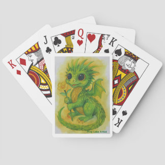 Baby Green Dragon Bringing A Flower Playing Cards Spielkarten