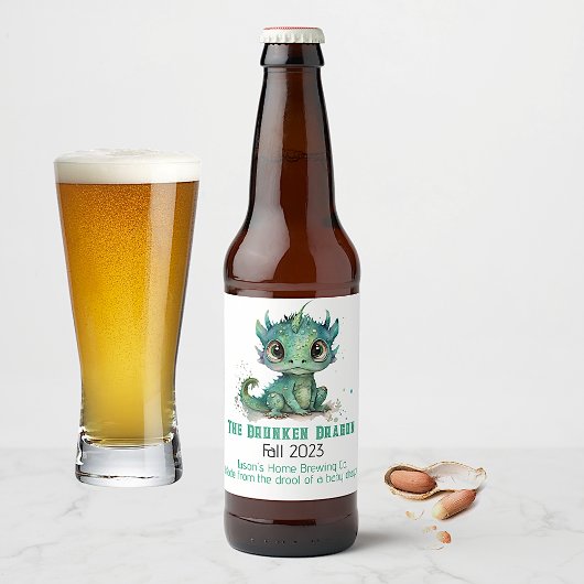 Baby green Dragon Zuhause Brew Beer Bierflaschenetikett