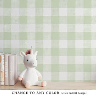Baby Green Gingham Pattern Kinderzimmer Wallpaper Tapete