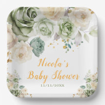 Baby Green und Cream Floral Baby Dusche